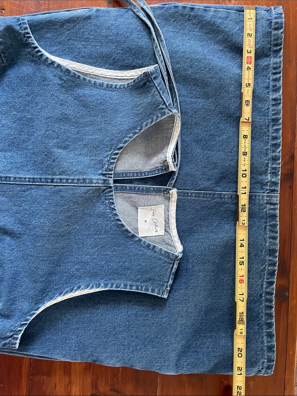 Classic Sleeveless Denim Shift Dress - Dark Blue - Picture 9 of 12